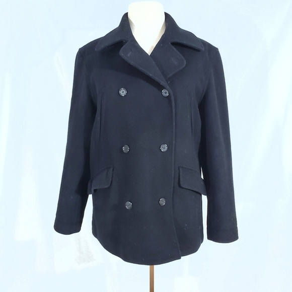 J. Crew Black Wool & Cashmere Winter Pea Coat - Picture 1 of 11
